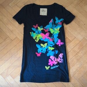 Hollister v neck navy graphic t shirt size XS